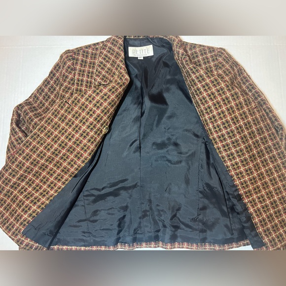 Vintage Cropped Blazer Jacket Womens Size 6P Wool Blend Fall Preppy Buttons - Picture 5 of 9